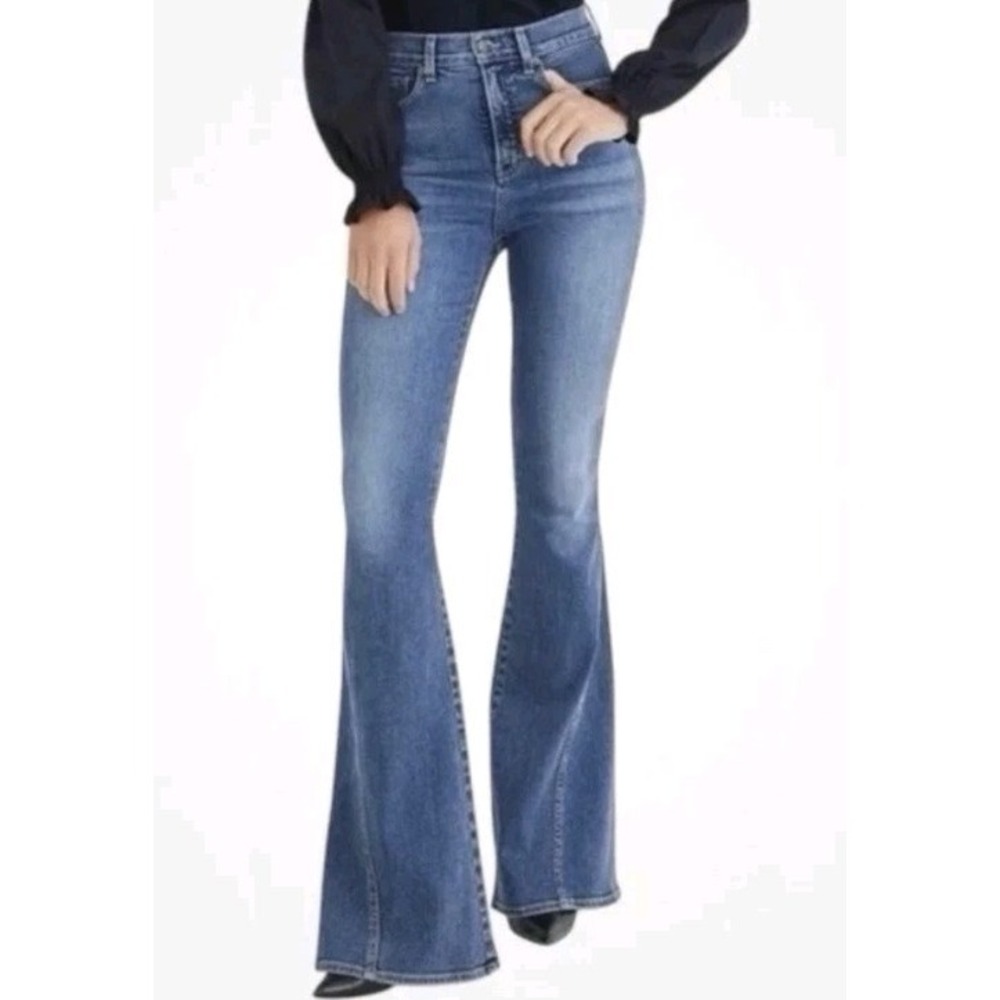 Veronica Beard Sheridan Exaggerated Flare High Rise Blue Jeans Women 26x36 Tall